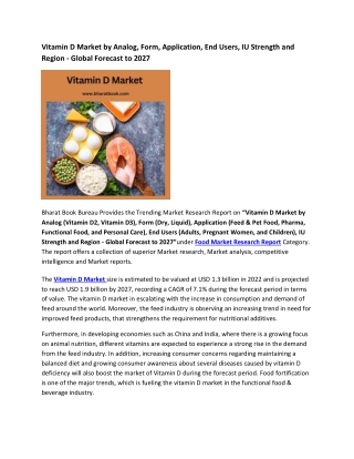 Global Vitamin D Market Research Report 2022-2027