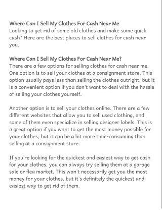 Where Can I Sell My Clothes For Cash Near Me