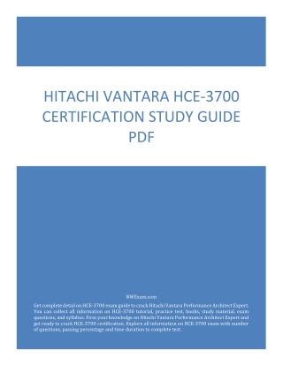 Hitachi Vantara HCE-3700 Certification Study Guide PDF