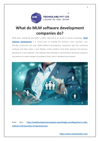 What do MLM software development companies do