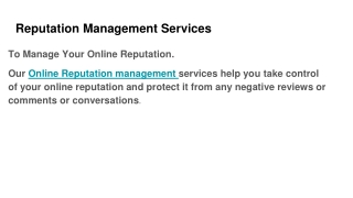 Reputation Management Services