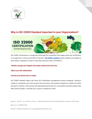 Why is ISO 22000 Standard important to your Organizations_