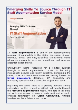 Emerging Skills To Source Through IT Staff Augmentation Service Model 