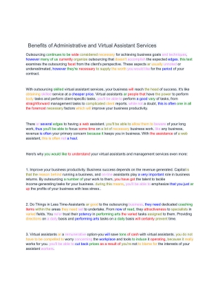 Benefits of Administrative and Virtual Assistant Services