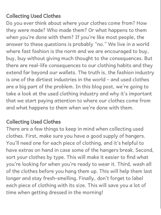 Collecting Used Clothes