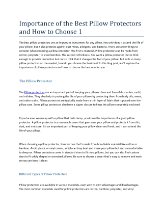 Importance of the Best Pillow Protectors and How to Choose 1