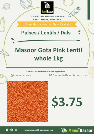 Masoor Gota/ Pink Lentil whole 1kg - Mandi Bazaar