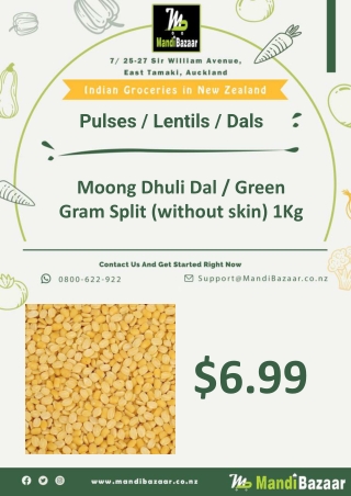 Moong Dhuli Dal / Green Gram Split (without skin) 1Kg - Mandi Bazaar