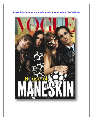 Annual Subscription of Vogue Italia Magazine issued By MagazineCafeStore