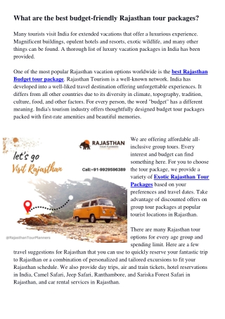 Exotic Rajasthan Tour Packages