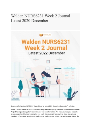 Walden NURS6231 Week 2 Journal Latest 2020 December