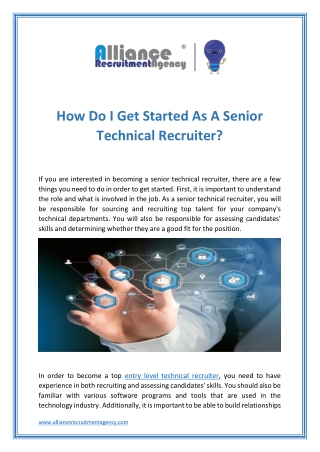 Entry Level Technical Recruiter - Alliance Recruitment Agency