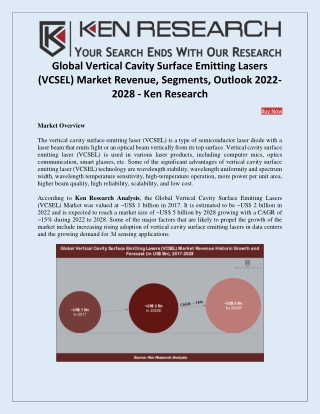 Global Vertical Cavity Surface Emitting Lasers (VCSEL) Industry - Ken Research
