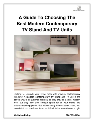 A Guide To Choosing The Best Modern Contemporary TV Stand And TV Units