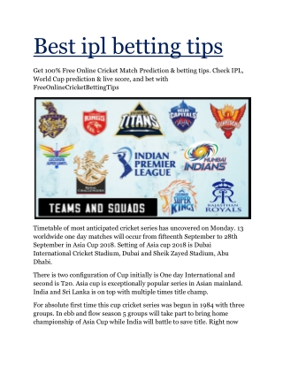 Online betting ipl today match