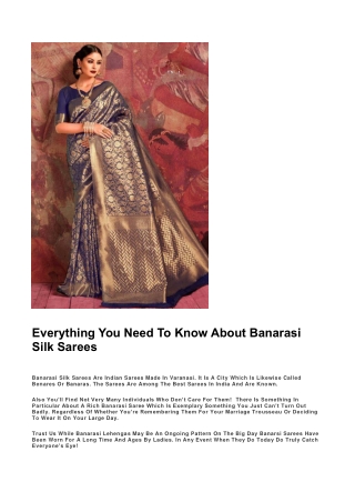 Everything You Need To Know About Banarasi Silk Sarees