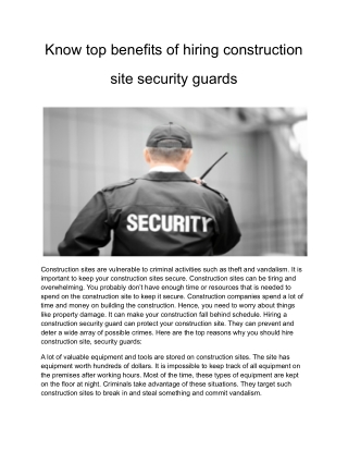 Know top benefits of hiring construction site security guards (1)