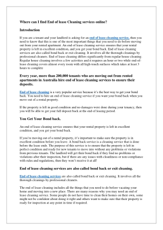 Where can I find End of lease Cleaning services