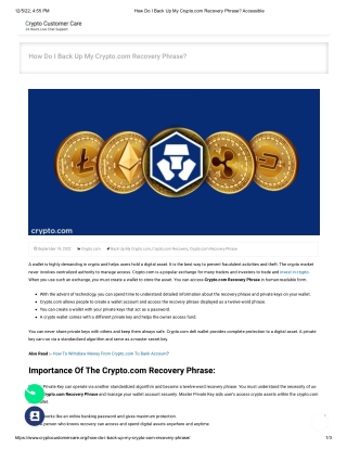 How Do I Back Up My Crypto.com Recovery Phrase
