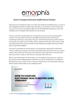 How to Compare Electronic Health Record Vendors