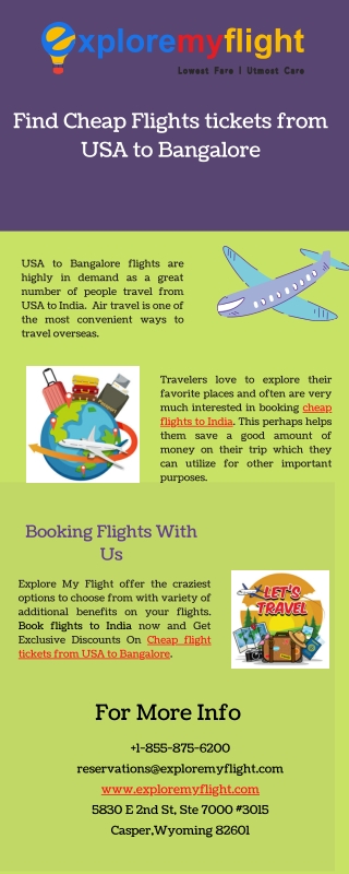 Find Cheap Flights Tickets From USA To Bangalore