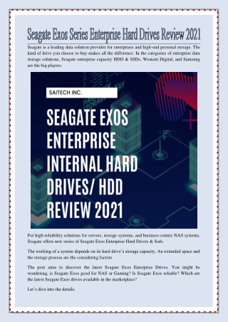 Seagate Exos Series Enterprise Hard Drives Review 2021