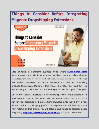 Things to Consider Before Integrating Magento Dropshipping Extensions