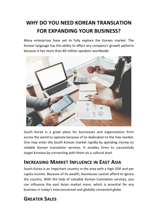 WHY DO YOU NEED KOREAN TRANSLATION FOR EXPANDING YOUR BUSINESS