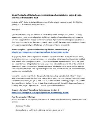 Agricultural Biotechnology market