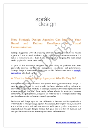 How Strategic Design Agencies Can Improve Your Brand and Deliver Excellence in Visual Communication