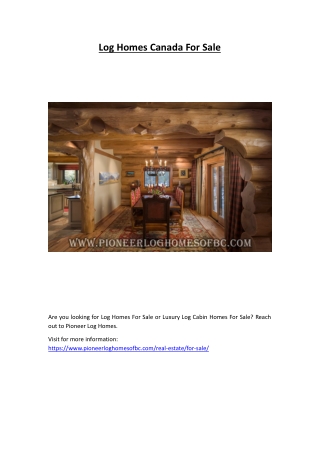 Log Homes Canada For Sale