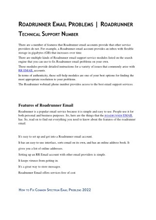 ROADRUNNER EMAIL PROBLEMS | ROADRUNNER TECHNICAL SUPPORT NUMBER