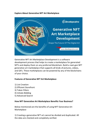 Generative NFT Art Marketplace