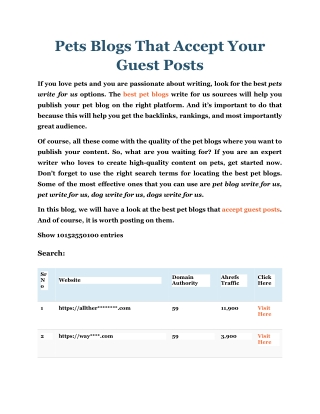 Pets Blogs That Accept Your Guest Posts