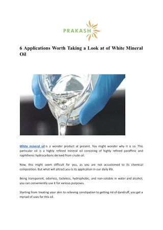 Applications of White Mineral Oil
