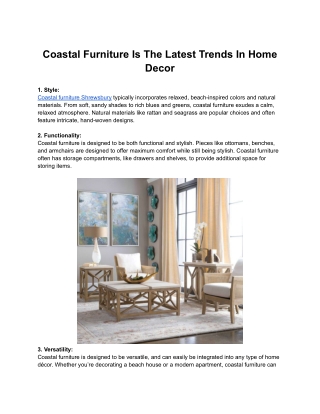 Coastal Furniture Is The Latest Trends In Home Decor