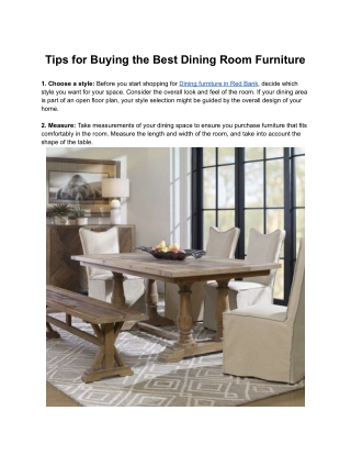 Tips for Buying the Best Dining Room Furniture