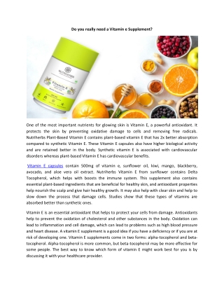 Do you really need a Vitamin e Supplement