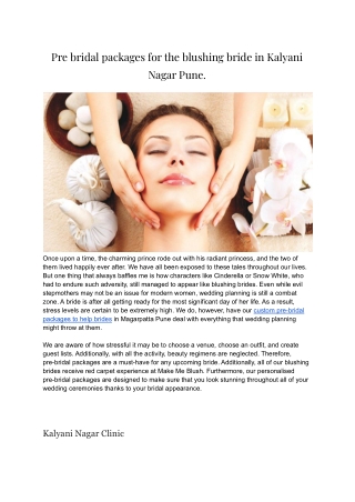 Pre bridal packages for the blushing bride in Kalyani Nagar Pune
