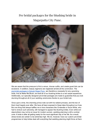 Pre bridal packages for the blushing bride in Magarpatta City Pune