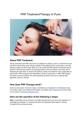 PRP Treatment_Therapy In Pune