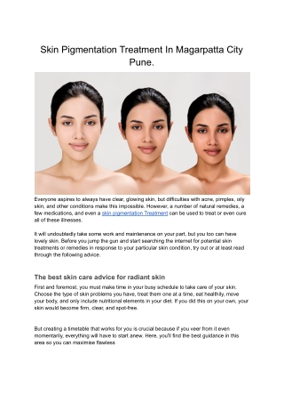 Skin Pigmentation Treatment In Magarpatta City Pune