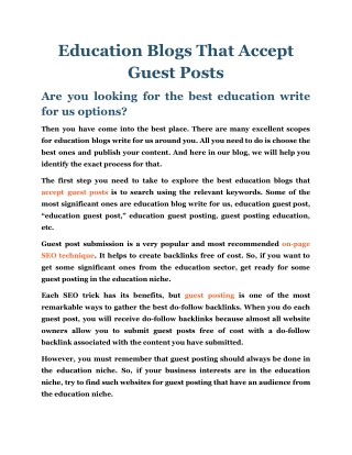 Education Blogs That Accept Guest Posts