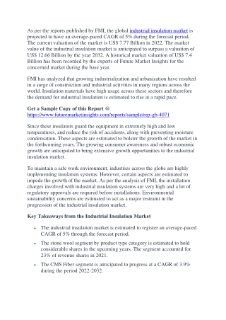 Industrial Insulation Market – Global Industry Analysis and Deeper Insights | FM