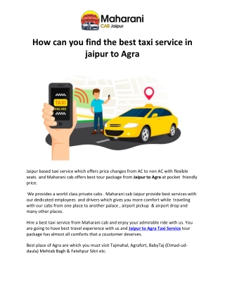 How can you find the best taxi service in jaipur to Agra
