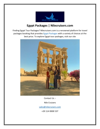 Egypt Packages  Nilecruisers.com