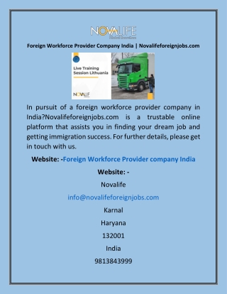 Foreign Workforce Provider Company India | Novalifeforeignjobs.com