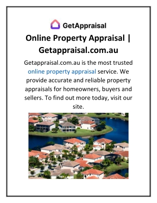 Online Property Appraisal  Getappraisal.com.au