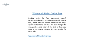Watermark Maker Online Free  Prowatermark.com