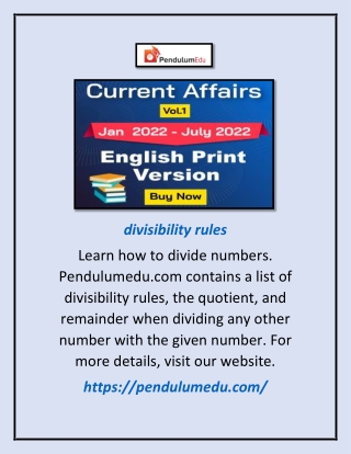 Divisibility Rules | Pendulumedu.com